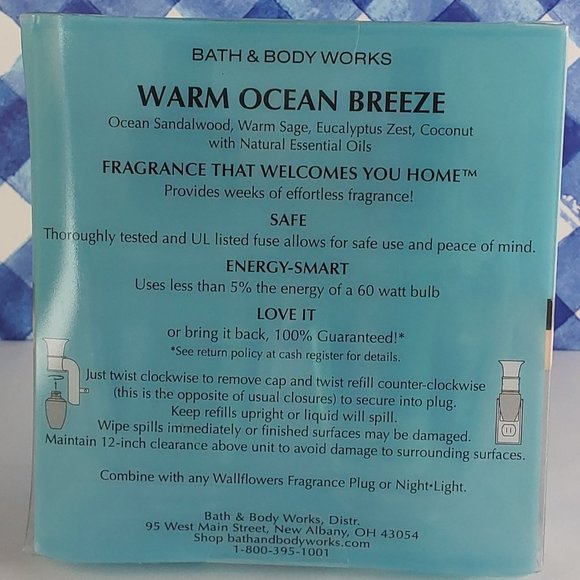 BATH & BODY WORKS HOME 'WARM OCEAN BREEZE' FRAGRANCE REFILLS 2~PACK SET - Picture 10 of 16